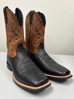 ARIAT MEN'S ARENA REBOUND ELEPHANT PRINT COWBOY BOOTS - SQUARE TOE sz 12